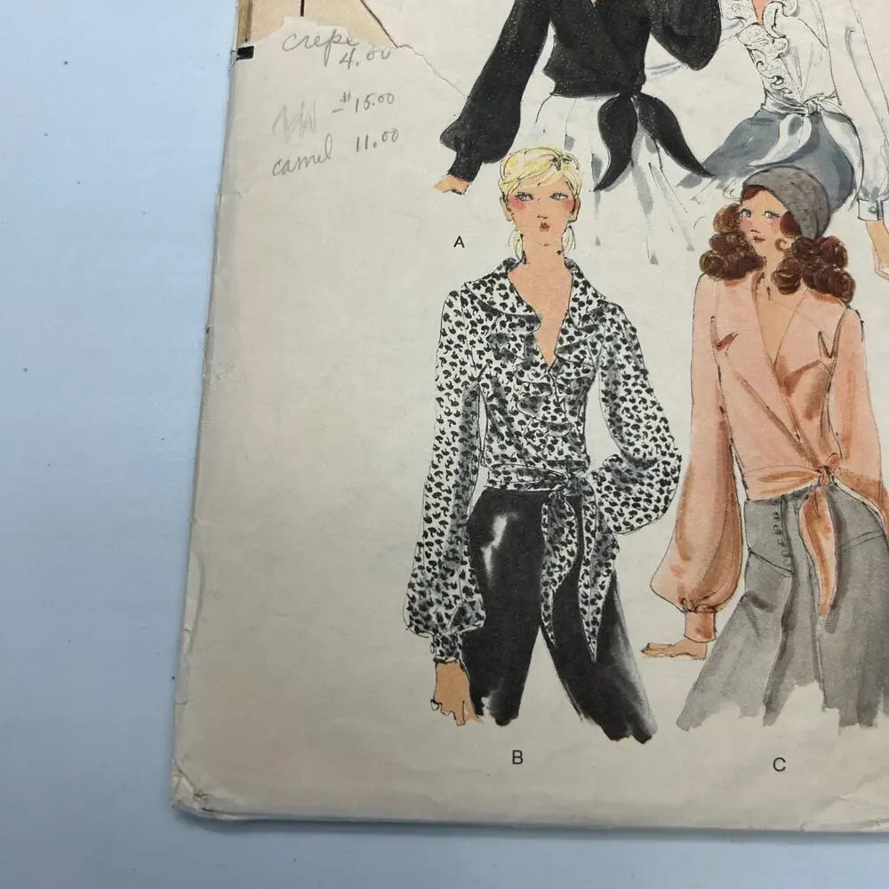 Miss‎ Vogue Vintage 1970's Pattern #7897 Misses Wrap Blouse Size 12